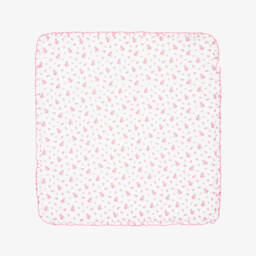 Kissy Kissy-White & Pink Roses and Blooms Pima Cotton Blanket (73cm) | Childrensalon