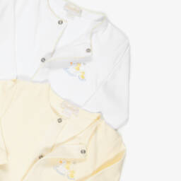 Kissy Kissy-Yellow Pima Cotton Premier Duck Pond Babygrows (2 Pack) | Childrensalon