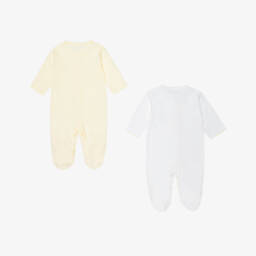 Kissy Kissy-Yellow Pima Cotton Premier Duck Pond Babygrows (2 Pack) | Childrensalon