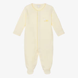 Yellow & White Striped Pima Cotton Baby Duckling Babygrow