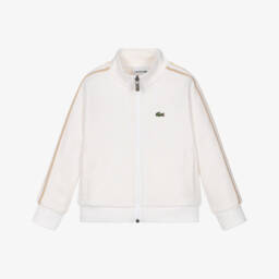 Boys Ivory Jacquard Petit Piqué Monogram Logo Zip-Up Top