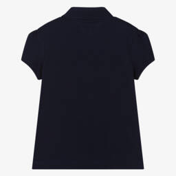 Lacoste-Girls Navy Blue Cotton Polo Shirt | Childrensalon