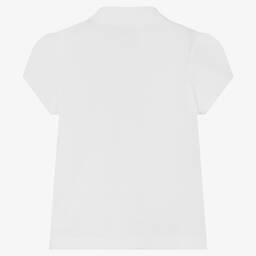 Lacoste-توب بولو قطن بيكيه لون أبيض للبنات | Childrensalon