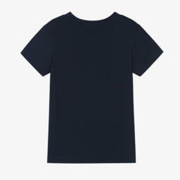 Lacoste-Navy Blue Organic Cotton T-Shirt | Childrensalon