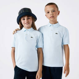 Lacoste-توب بولو قطن بيكيه لون أزرق فاتح | Childrensalon