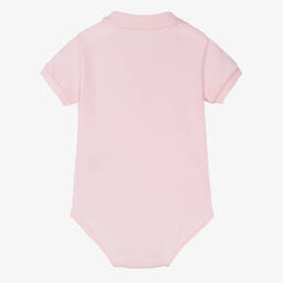 Lacoste-Pink Organic Cotton Polo Bodysuit | Childrensalon