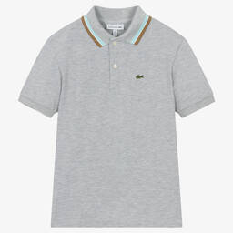 Lacoste-Teen Boys Grey Crocodile Polo Shirt | Childrensalon
