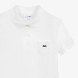 Lacoste-فستان بولو قطن بيكيه لون أبيض للمراهقات | Childrensalon