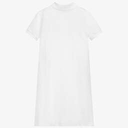 Lacoste-فستان بولو قطن بيكيه لون أبيض للمراهقات | Childrensalon