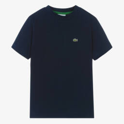 Lacoste-Teen Navy Blue Organic Cotton Crocodile T-Shirt | Childrensalon