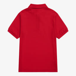 Lacoste-توب بولو قطن بيكيه لون أحمر تينز | Childrensalon