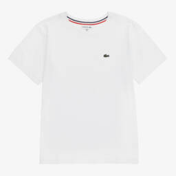 Lacoste-تيشيرت بشعار التمساح قطن لون أبيض | Childrensalon