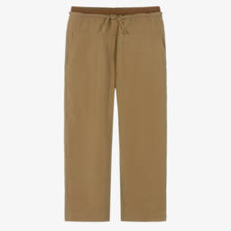 Lanvin-Girls Tan Brown Double-Waisted Trousers | Childrensalon