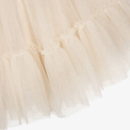 Lapin House-Girls Ivory Jersey & Glittery Gold Tulle Dress | Childrensalon