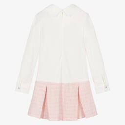Lapin House-Girls Ivory & Pink Jersey & Tweed Dress | Childrensalon