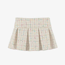 Lapin House-Girls Ivory Sequinned Wool Tweed Skirt | Childrensalon