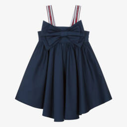 Lapin House Navy Plaid Print Bow Detail Dress main image 0