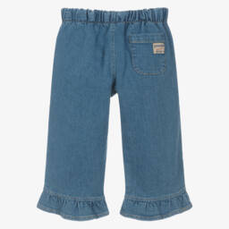 Laranjinha-Джинсы синие из денима с оборками для девочек | Childrensalon