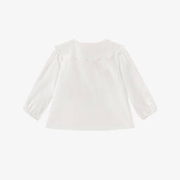 Laranjinha-Блузка кремовая из хлопка с вышитым воротником для девочек | Childrensalon