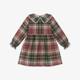 Laranjinha-Girls Red & Green Tartan Brushed Cotton Dress | Childrensalon