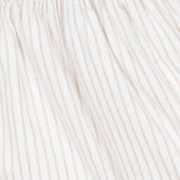 Laranjinha-Girls White & Beige Striped Dress | Childrensalon
