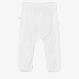Laranjinha-White Cotton Baby Trousers | Childrensalon