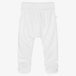 Laranjinha-White Cotton Baby Trousers | Childrensalon