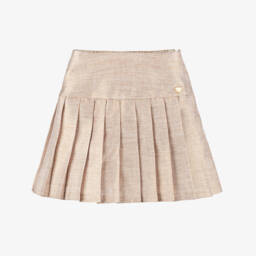 Le Chic-Girls Beige Faux Fur Heart Gilet with Gold Heart Logo Charm | Childrensalon