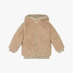 Le Chic-Куртка-пуховик золотая двусторонняя с капюшоном и искусственным мехом длядевочек | Childrensalon