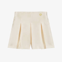 Le Chic-Girls Gold Satin Pleated Shorts | Childrensalon