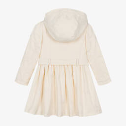 Le Chic-Girls Ivory Cotton Hooded Coat | Childrensalon