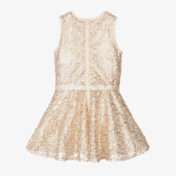 Le Chic-Girls Ivory & Gold Sequin Dress | Childrensalon