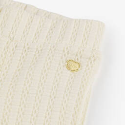 Le Chic-Girls Ivory Pointelle Knit Leggings | Childrensalon