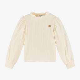 Le Chic-Girls Ivory Puffed Sleeve Turtleneck Top | Childrensalon