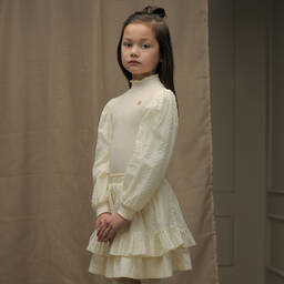 Le Chic-Girls Ivory Puffed Sleeve Turtleneck Top | Childrensalon
