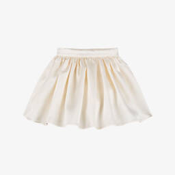 Girls Ivory Satin Full & Flared Skirt