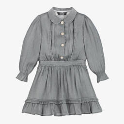 Le Chic-Girls Shimmery Grey Pleated Dress | Childrensalon