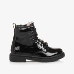 Lelli Kelly-Girls Black Patent Leather Boots with Bead Trim | Childrensalon