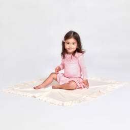Lemon Loves Layette-Baby Girls Ivory Cotton Blanket (90cm) | Childrensalon