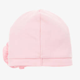 Lemon Loves Layette-Baby Girls Pink Ruffled Rosette Pima Cotton Hat | Childrensalon