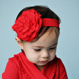 Lemon Loves Layette-Baby Girls Red Pima Cotton Headband | Childrensalon