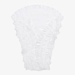 Lemon Loves Layette-Baby Girls White Cotton Blanket (86cm) | Childrensalon