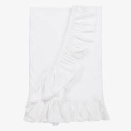 Lemon Loves Layette-Baby Girls White Cotton Blanket (90cm) | Childrensalon
