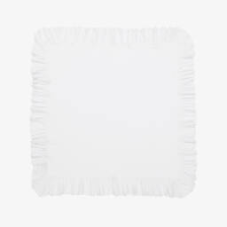 Lemon Loves Layette-Baby Girls White Cotton Blanket (90cm) | Childrensalon