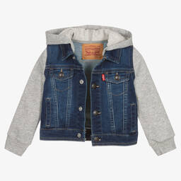 Levi's-جاكيت بهودي دنيم وجيرسي لون أزرق للأولاد | Childrensalon