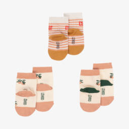 Liewood-Beige Cotton Cherry Socks (3 Pack) | Childrensalon