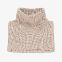 Liewood-Beige Cotton Knit Roll Neck Snood | Childrensalon