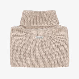 Liewood-Beige Cotton Knit Roll Neck Snood | Childrensalon