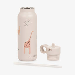 Liewood-Beige Safari Animals Water Bottle (19cm) | Childrensalon
