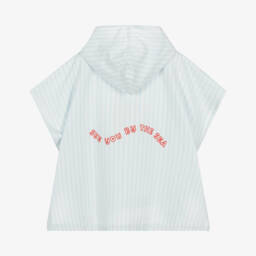 Liewood-Blue Striped Organic Cotton Hooded Poncho | Childrensalon